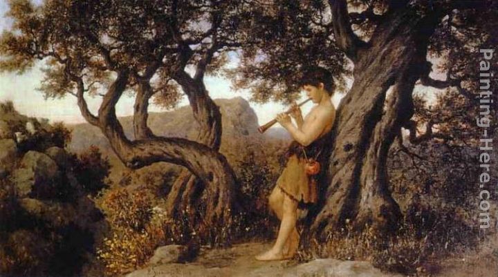 A Shepherd Playing Flute painting - Henryk Hector Siemiradzki A Shepherd Playing Flute art painting